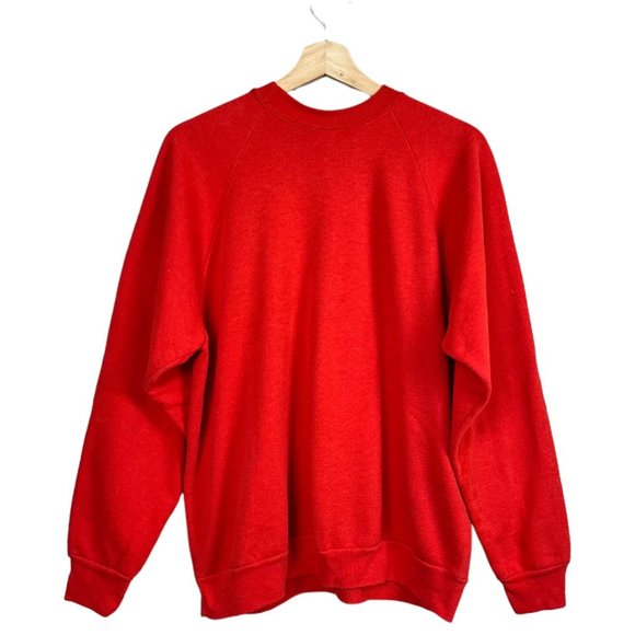 Vintage 80s 90s Red Long Sleeve Pullover Red Graphic Cheers Sweatshirt Holiday L - Picture 6 of 7